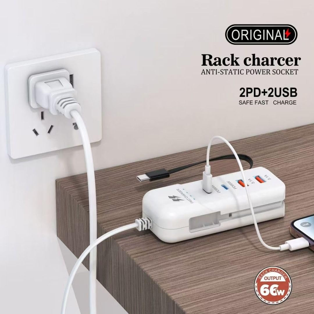 PD 66W USB Fast Charger with Type-C Cable – 5.1A High-Speed Charging Adapter