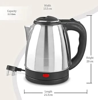 Premium Quality Stainless Steel Electric Kettle 2.0 Liter (Silver)