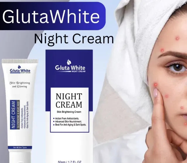 Gluta White Night Cream |  Advanced Skin Brightening | Nourishing & Anti-Aging Formula (50ml)