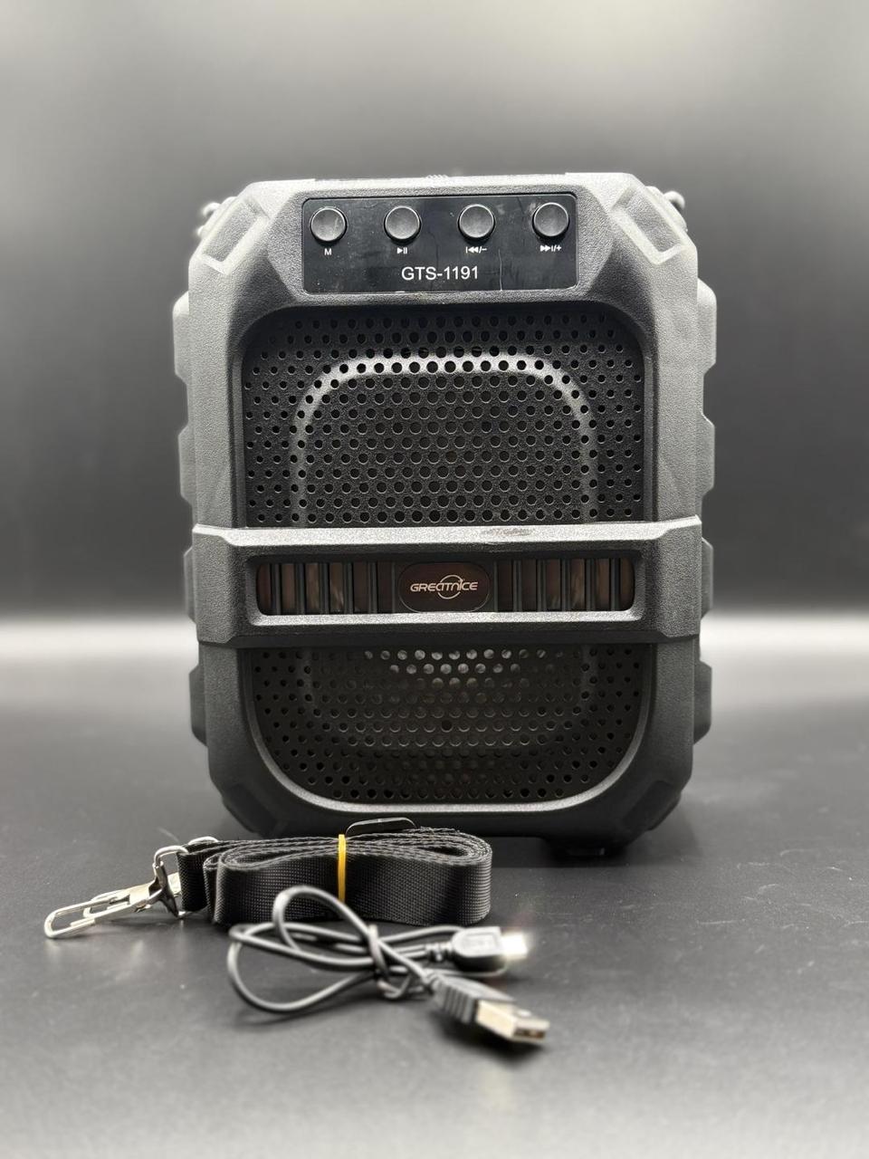 GTS-1191 10W Wireless Portable Bluetooth Speaker with 6.5" Subwoofer, FM Radio, 1200mAh Battery, Loud Volume, USB/AUX/TF Support, Belt Strap for Outdoor Travel, Party, Picnic, Camping Use